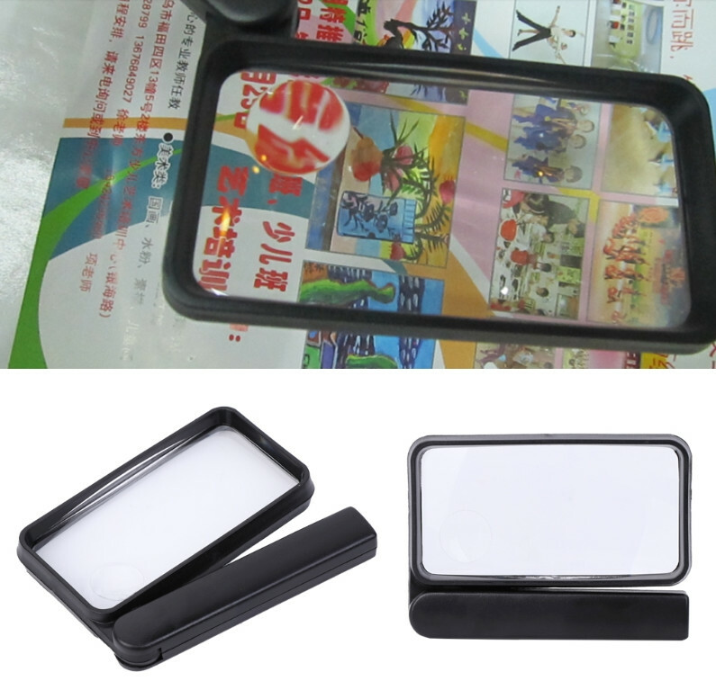 Hand-held Folding Rectangular Magnifying Glass 2.5/4X Double Lens Gift Magnifier