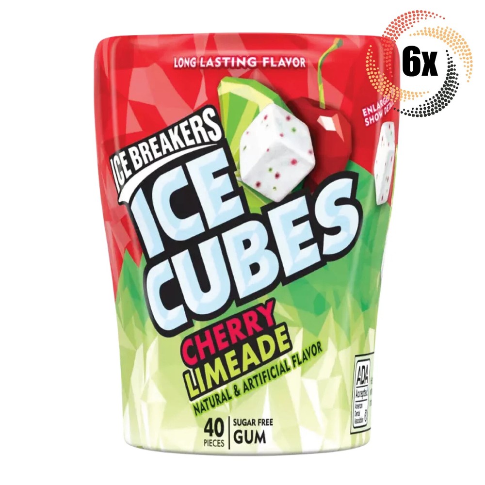 6x Bottles Ice Breakers Cherry Limeade Flavor Ice Cubes - 40 Pieces Per Bottle