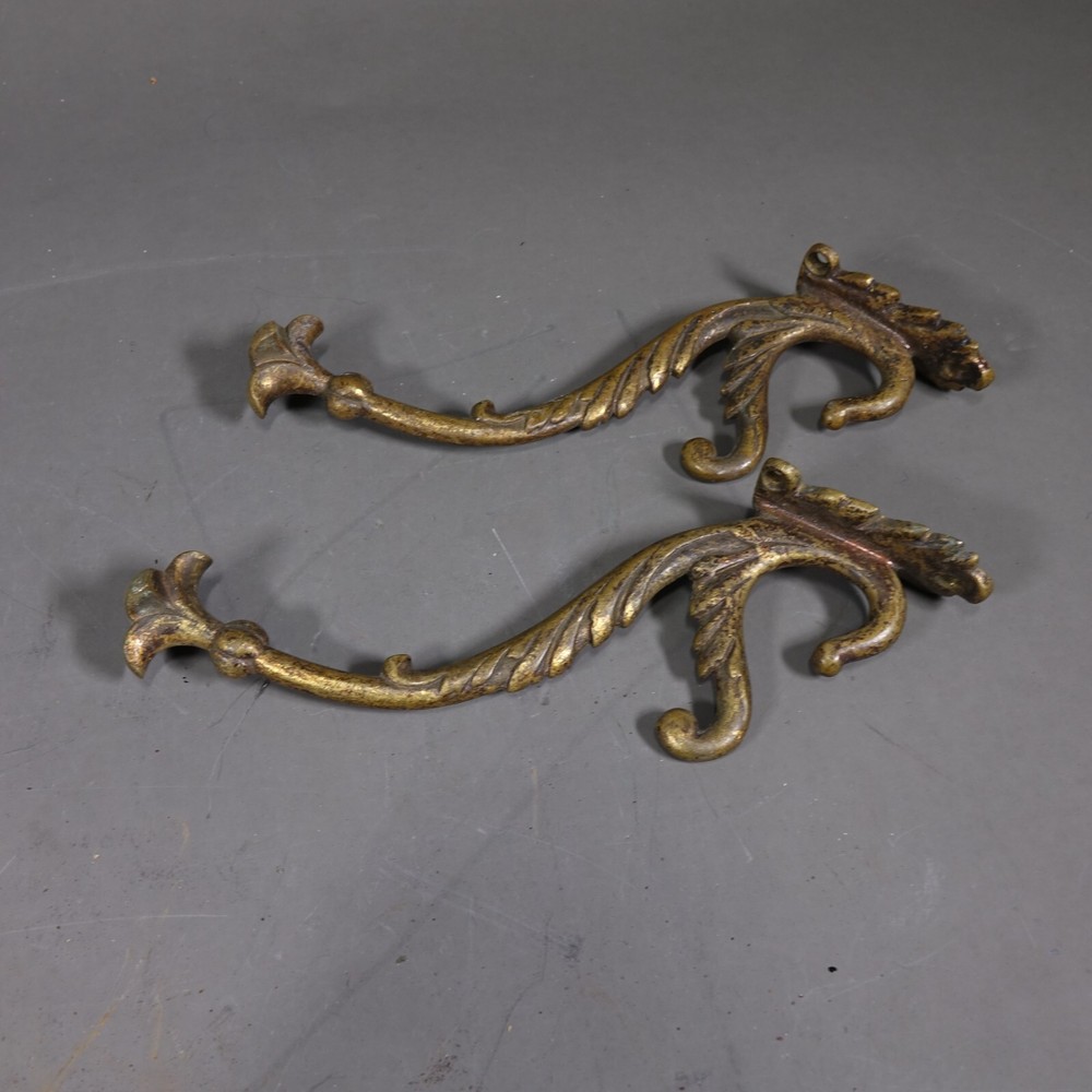 Antique Pair Bronze Hooks Hangers Decorative Art Architectural Hardware Elements
