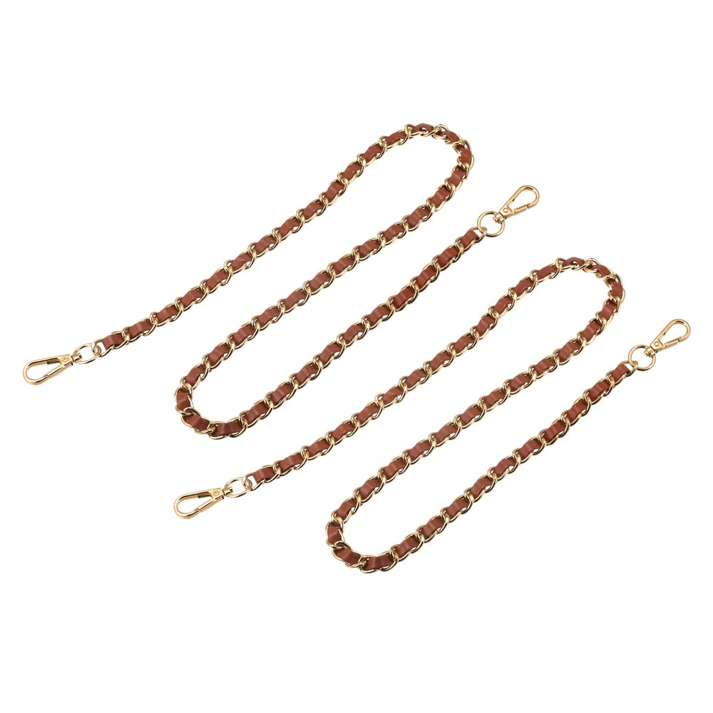 Purse Chain Strap, 24" Purse Strap Shoulder Replacement Strap, 2Pcs Brown+Gold