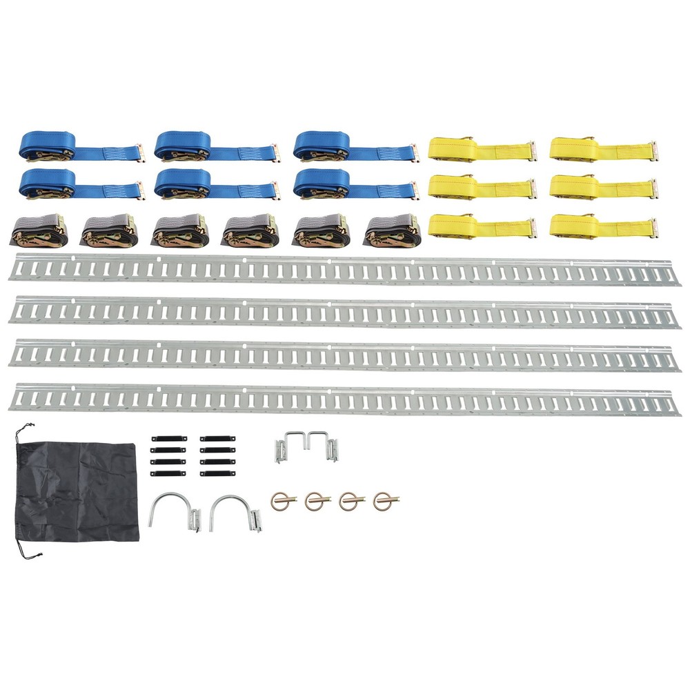 Silver Galvanized New Universal Fitment 37 Pack 8' E Track Tie Down Rail Kit