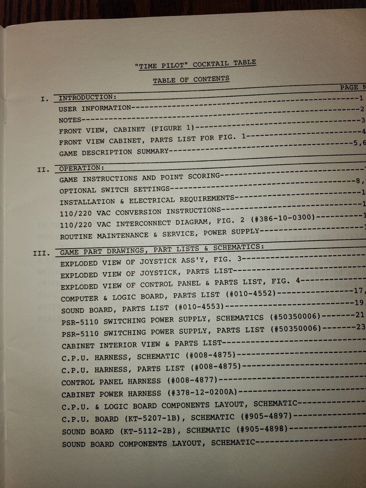 Time Pilot Manual + Schematics Arcade Centuri