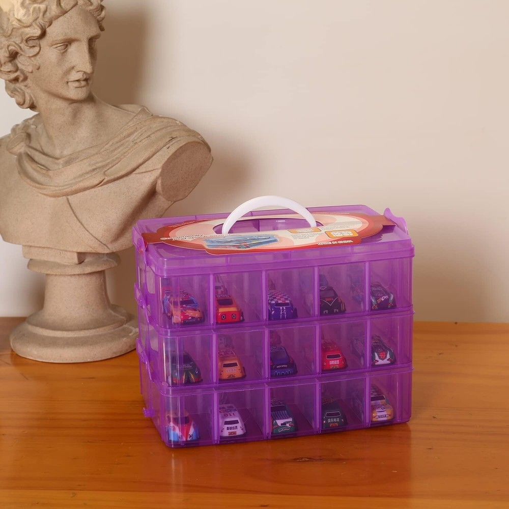 Stylish Purple Stackable Organizer for Crafts with Adjustable Compartment Sizes
