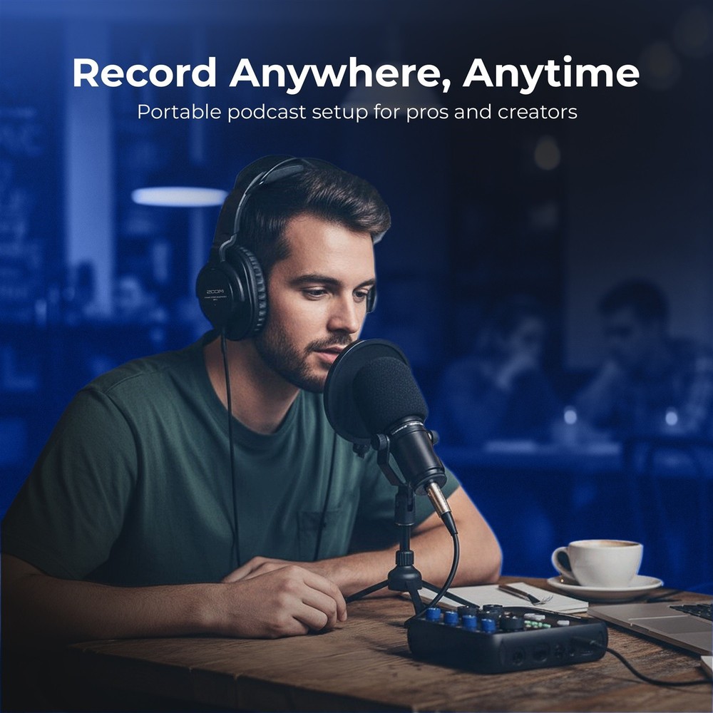 Zoom PodTrak P4next Podcast Recorder Bundle