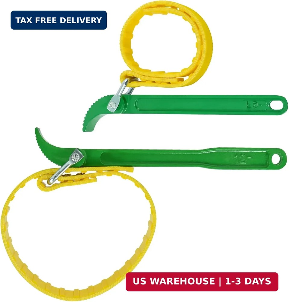 2-Piece Rubber Strap Wrench 9' & 12' Handle, Adjustable Strap Wrench, Rubber Str