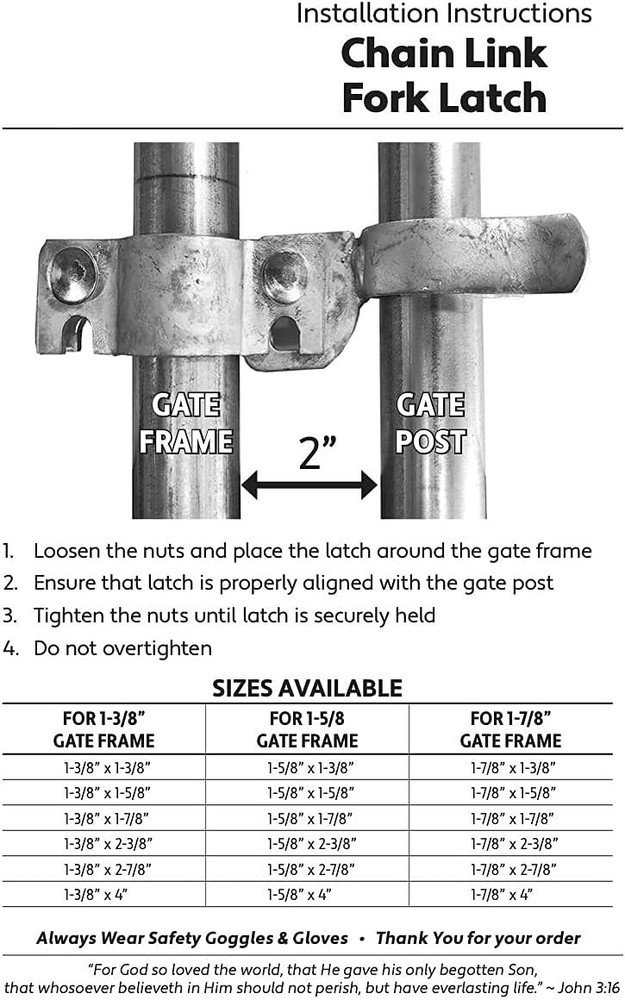 Galvanized Chain Link Fence Gate Fork Latch with Padlock Hole