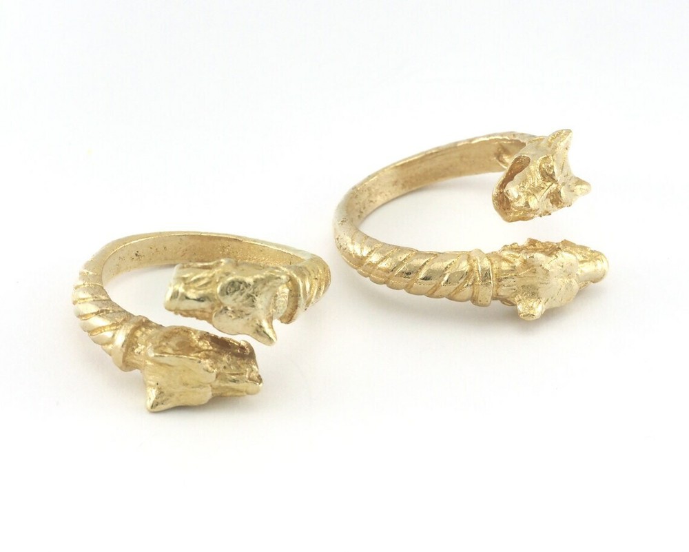 Dog Pitbull Head Ring Adjustable Ring Raw Brass 4015