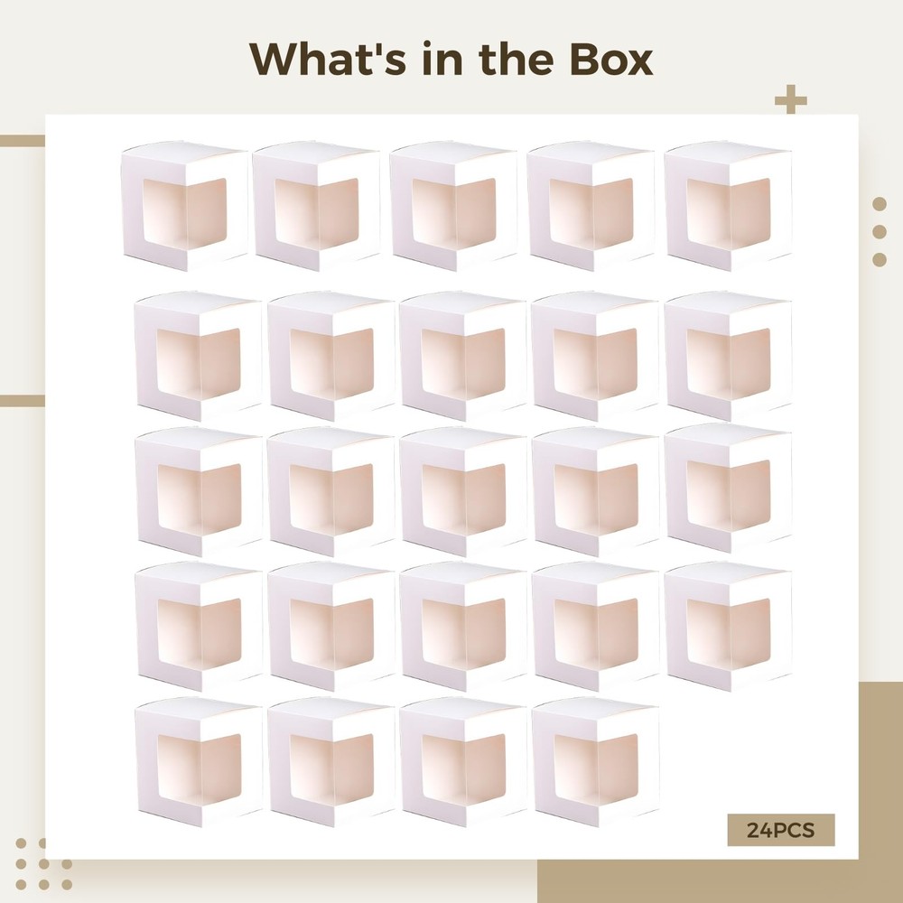 24 Pcs Mug Boxes, Paper Coffee Mug Present Boxes with Window, Strong Packagin...