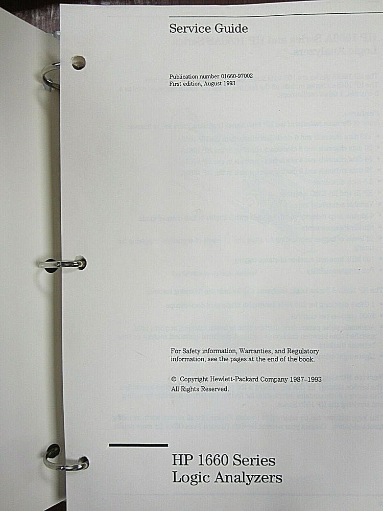 HP 1660 Series Logic Analyzers Service Guide 01660-97002
