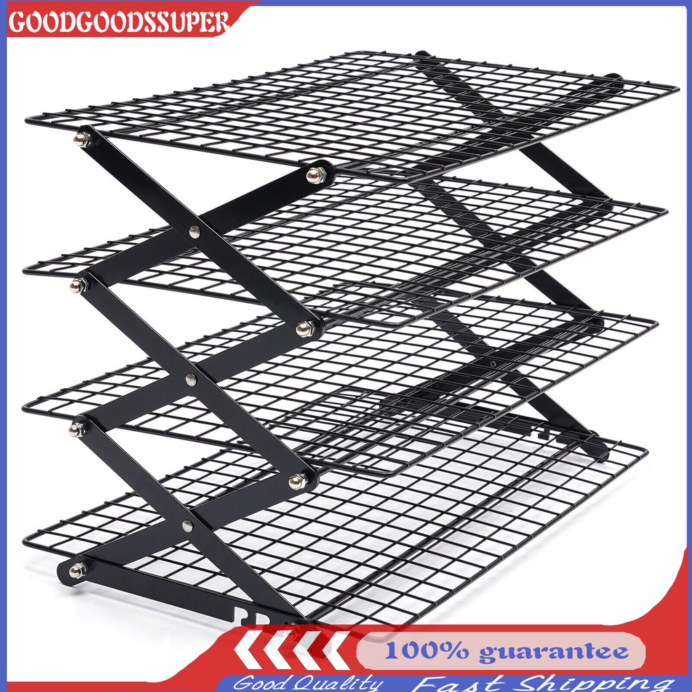 4-Tier Collapsible Cooling Rack Adjustable 3 Setting Design Stackable Cooling US