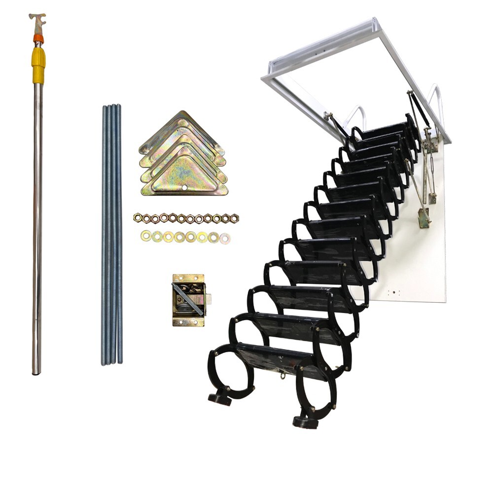 PreAsion Hidden Telescopic Folding Attic Pull Down Ceiling Ladder 10.5ft 13 Step