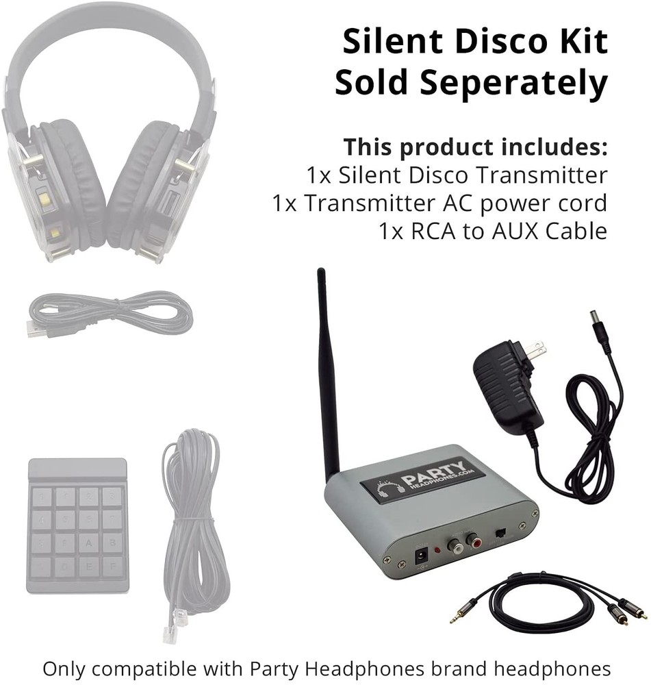 Silent Disco Transmitter | Party Headphones | RF | A/C Powered | 1500ft Range