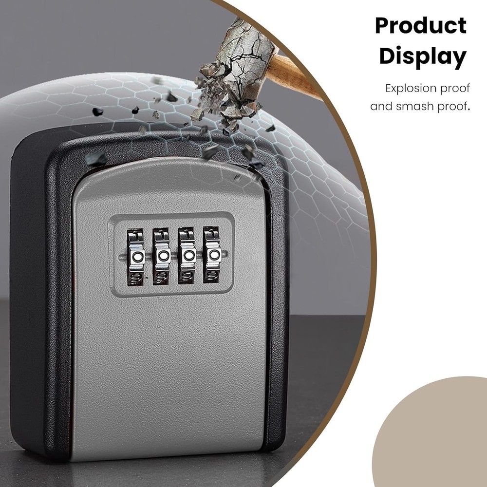 Wall Mount Password Key Box Resettable Code Safe Portable Home Security Lock Box