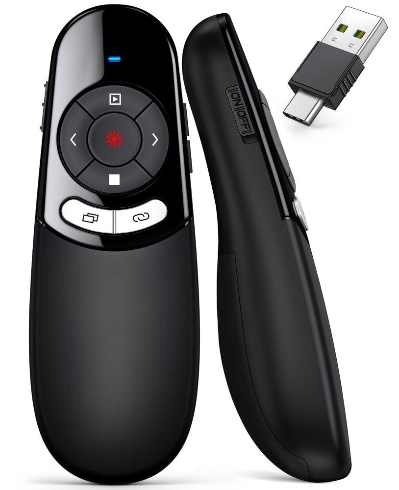 2 in 1 Type C and USB Presentation Clicker Powerpoint Presentations for Mac,PC
