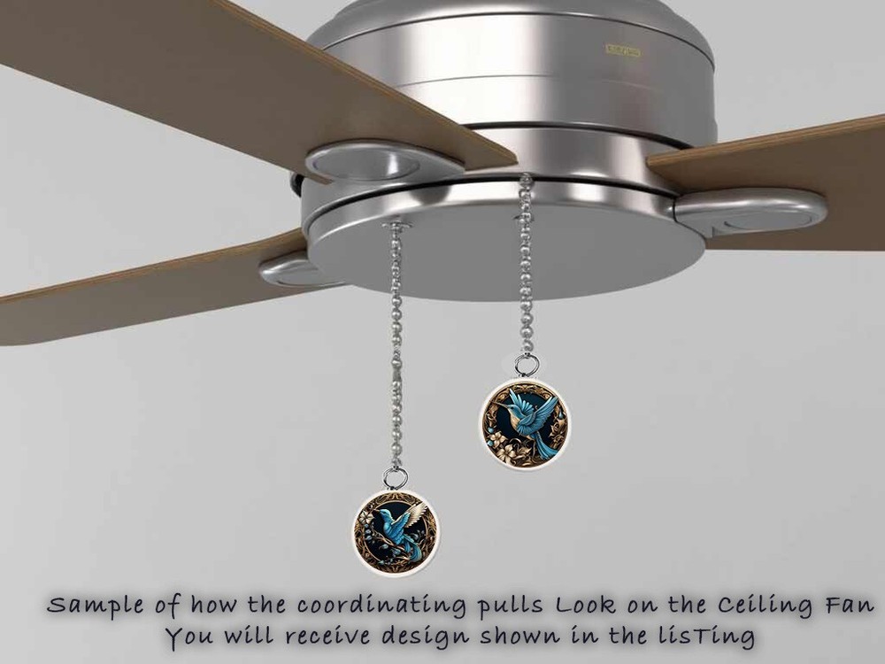 Set of 2 Coordinating Asian Cranes Fan Pull / Light Pull
