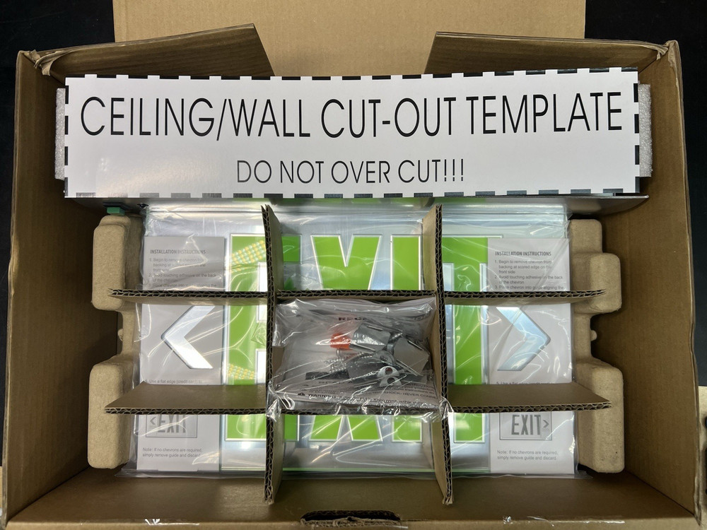 LED Exit Sign Edge-Lit Emergency Light w/ Battery Backup Double-Sided