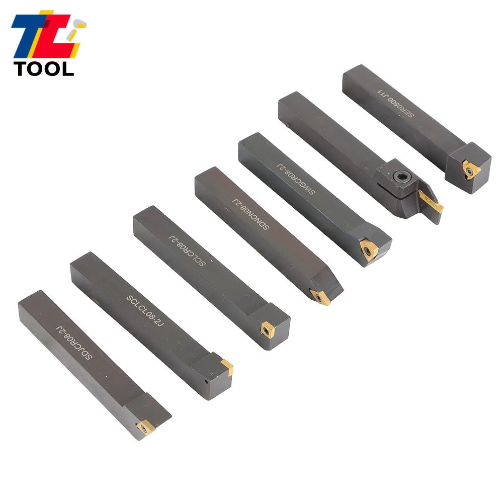 7Pc 1/2" Lathe Tool Bit Thread Insert+Holder Set Carbide Indexable Turning Tool