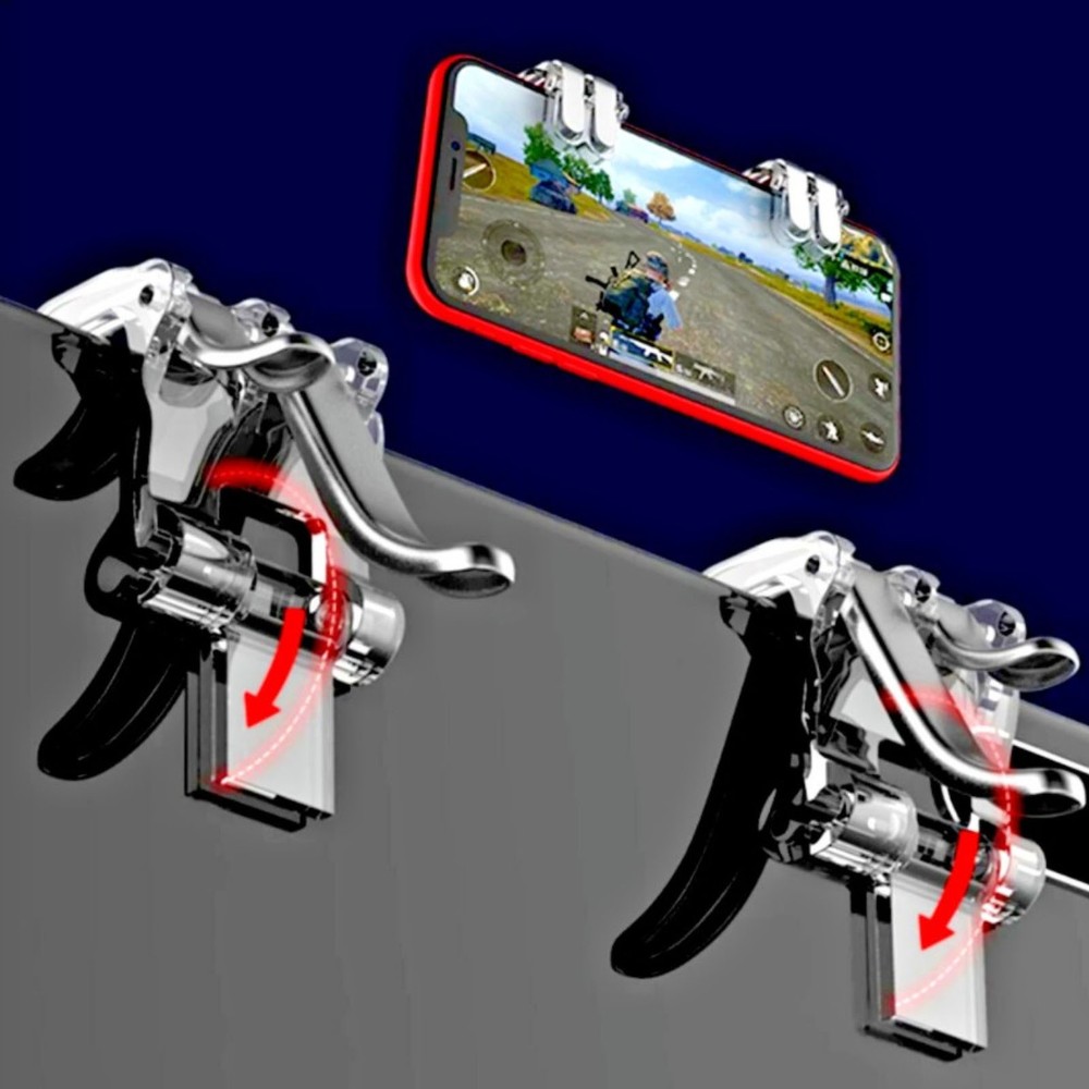 2PCS W6 Gaming Trigger Phone Game PUBG Mobile Controller Gamepad For Android IOS