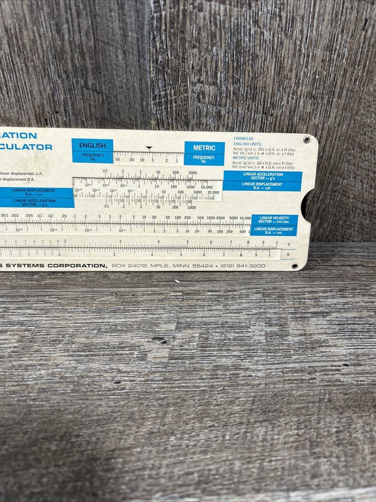 MTS Shock Calculator Slide Rule
