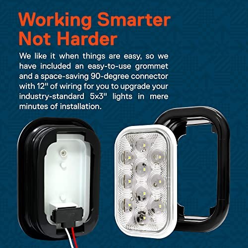 TRUE MODS 2pc 5x3 3x5 Inch Rectangle LED Trailer Tail Light Kit 2 Pack White