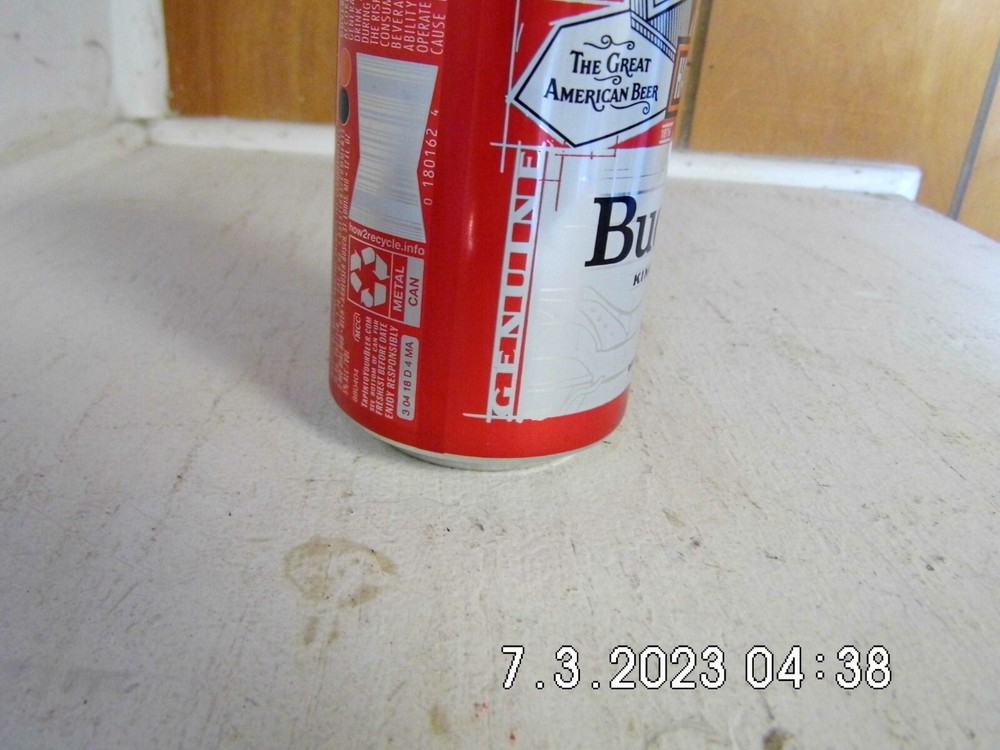 Budweiser Harley Davidson Motor Cycles Can EMPTY Red Crown Top Opened