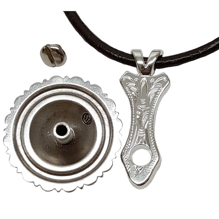 Engraved Silver Concho Necklace Pendant Adapter