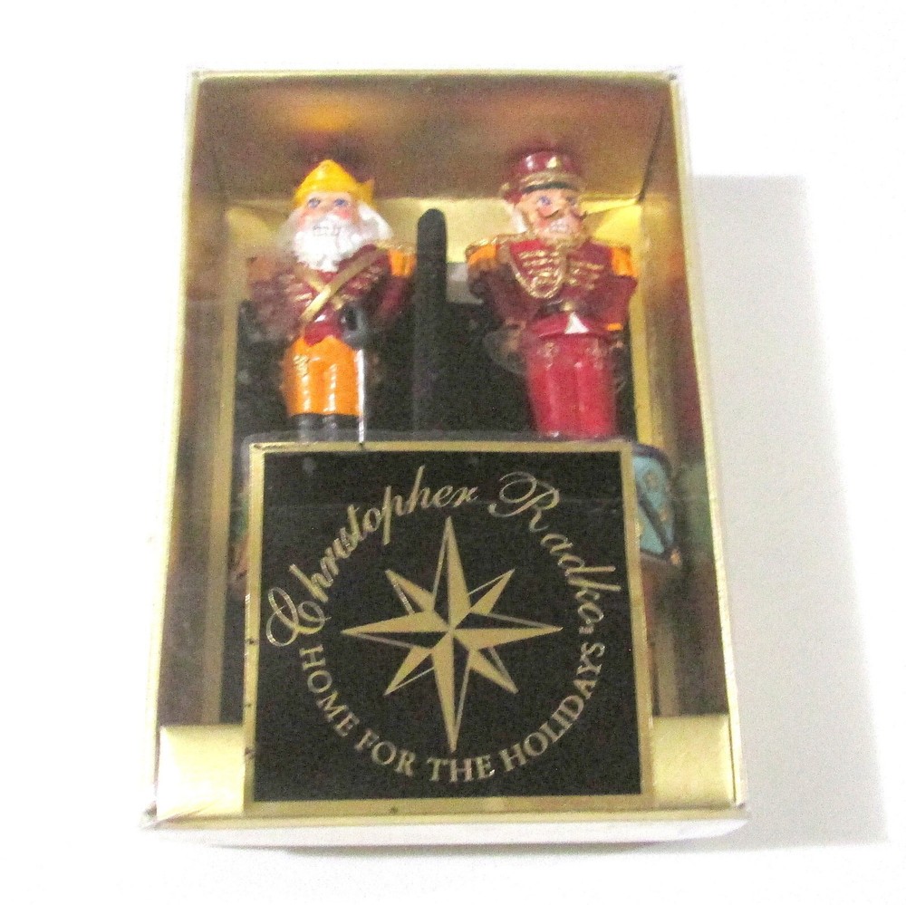 Christopher Radko Nutcracker Wine Stopper Set Two Holiday Figure Stoppers