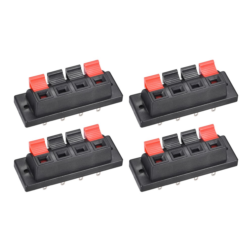 4pc 4 Way Spring Speaker Push Release Connector Cable Terminals Strip Block NEW