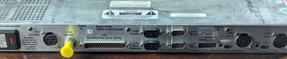 Dolby DP503 Digital Audio Encoder AC-2 Broadcast Rack Unit AES/EBU Working