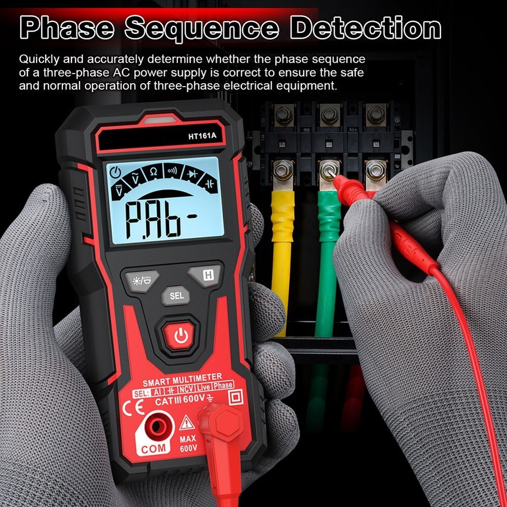 HT161A Auto Range Multimeter 4000 Counts Backlit LCD NCV and Diode Test