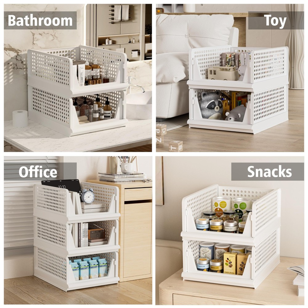 Foldable Storage Basket Bin - Closet, Living Room, Bath, Kitchen Organizer