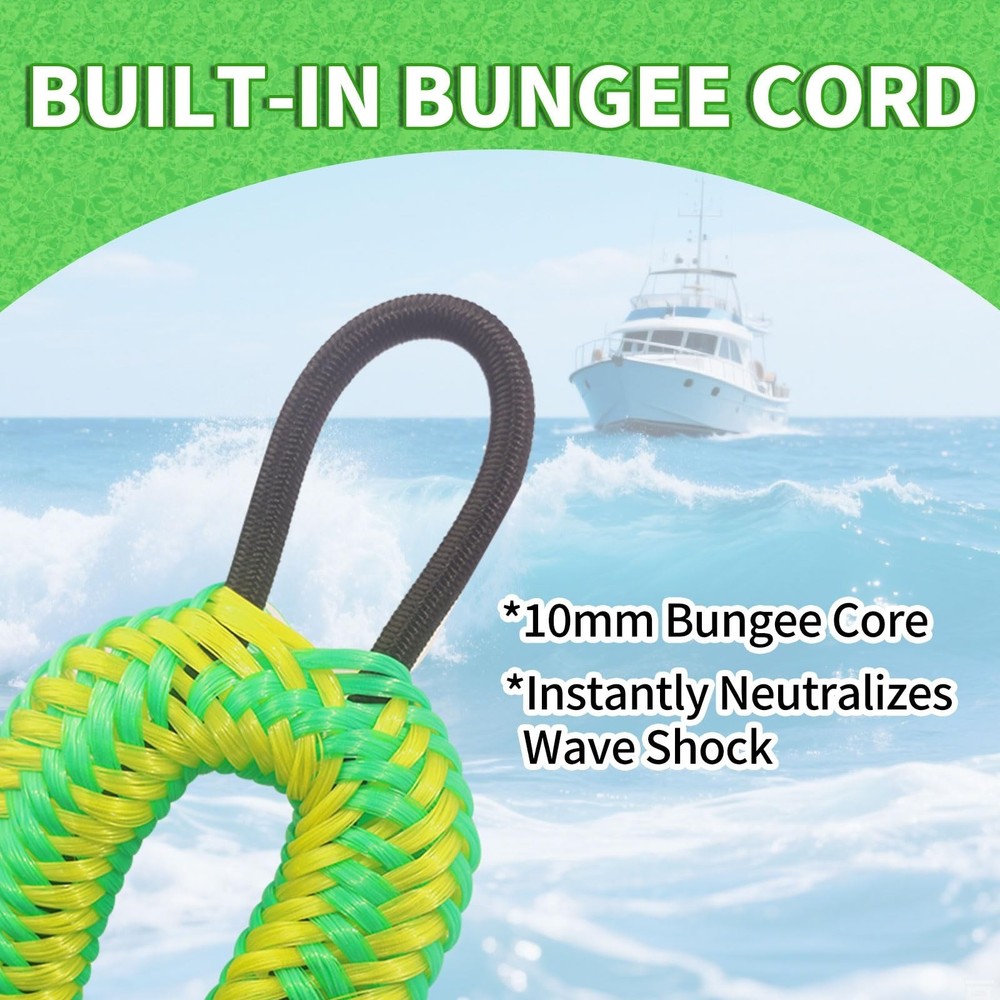 3FT Bungee Dock Lines for Boats, Single Hook Boat Ropes for Docking with Loop...