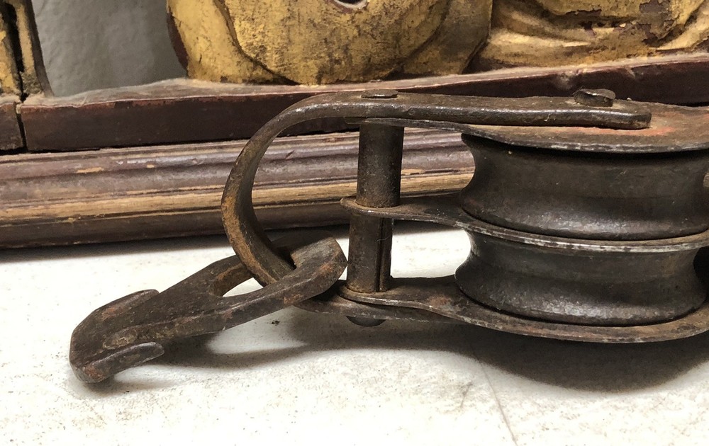Antique Double Pulley - Rustic