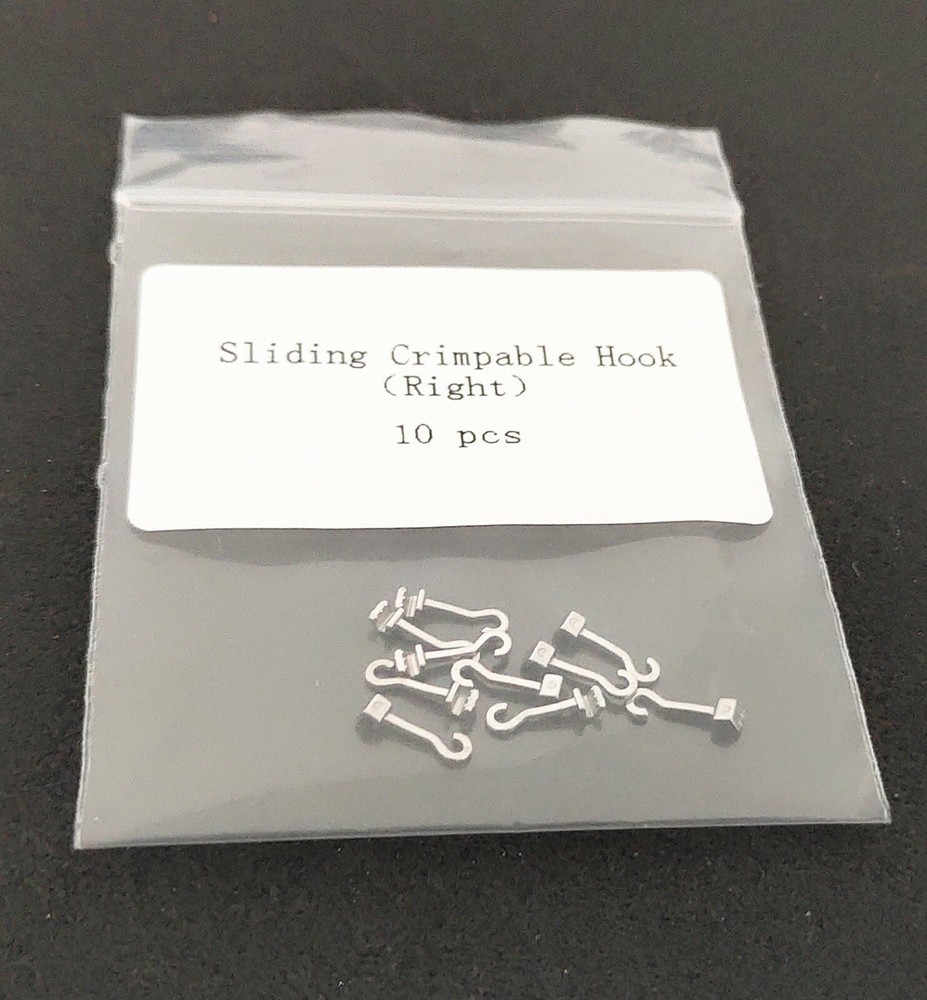 5 Packs 50 Pcs Sliding Crimpable Hook Open Surgical Hooks Long Curved Right