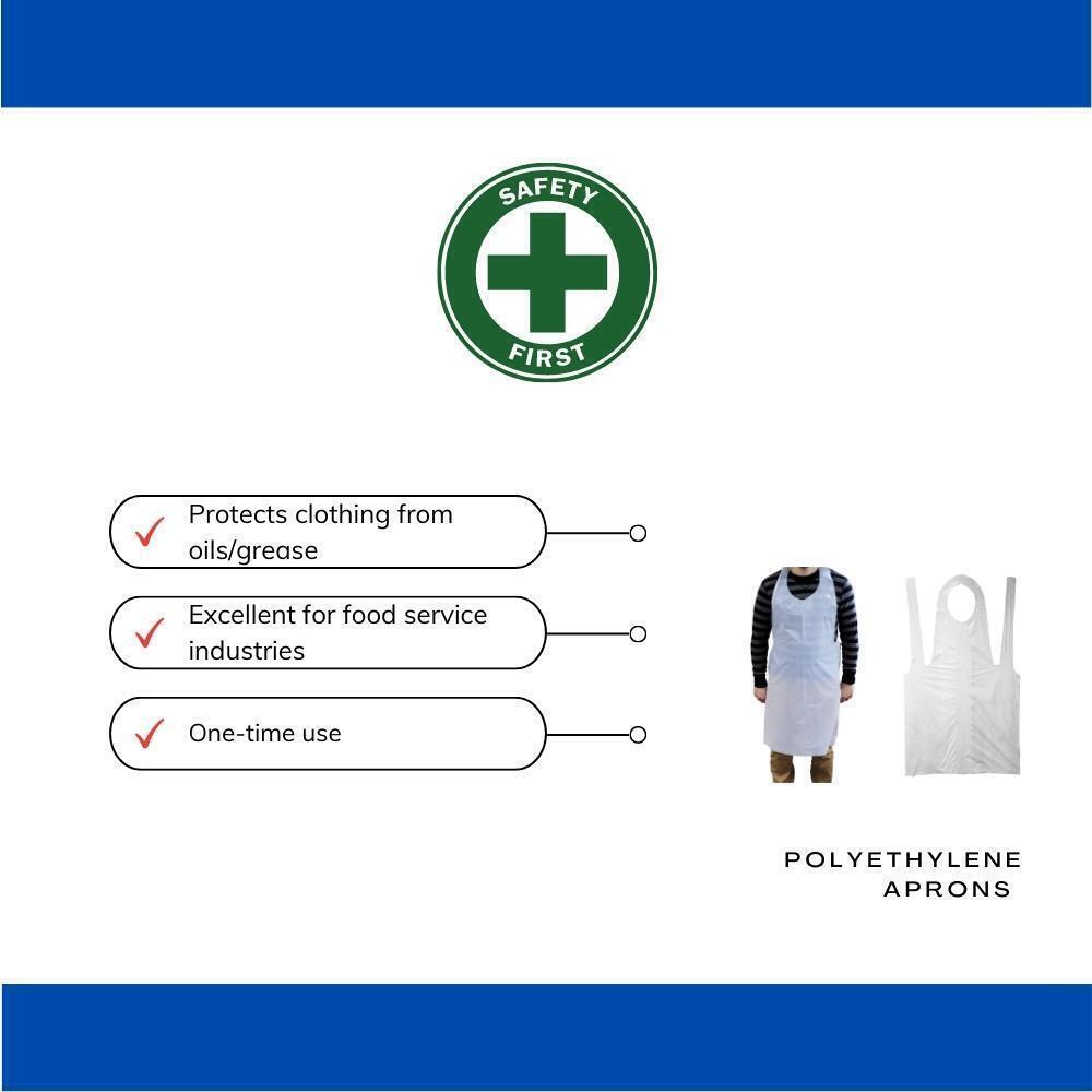 White Polyethylene Apron, Size: 28" x 46" - (1000 Pieces)