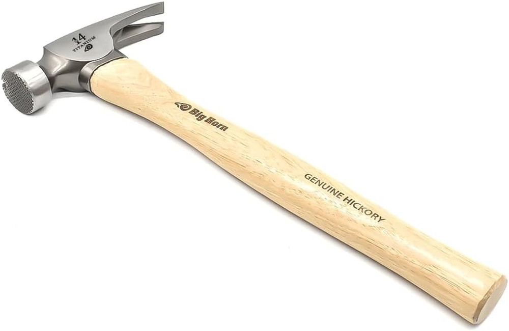 14oz Titanium Framing Hammer with Hickory Handle & Magnetic Nail Starter