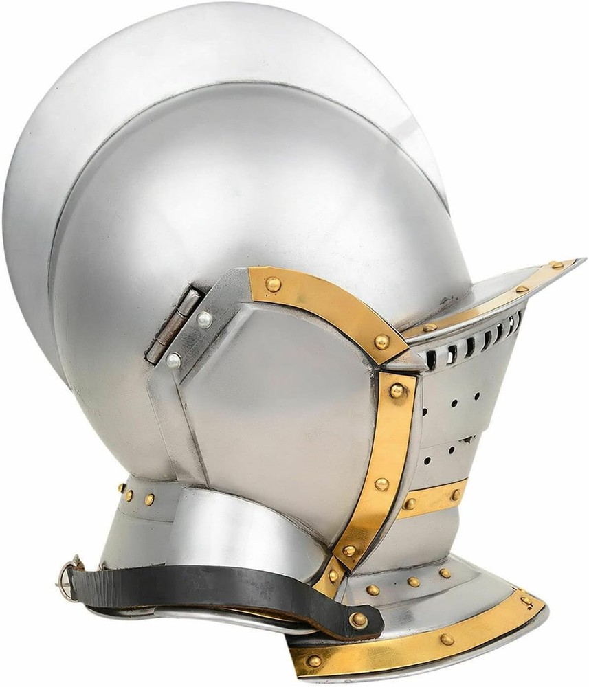 Medieval Borgonet Warrior Full Face 20G Fully Functional Helmet