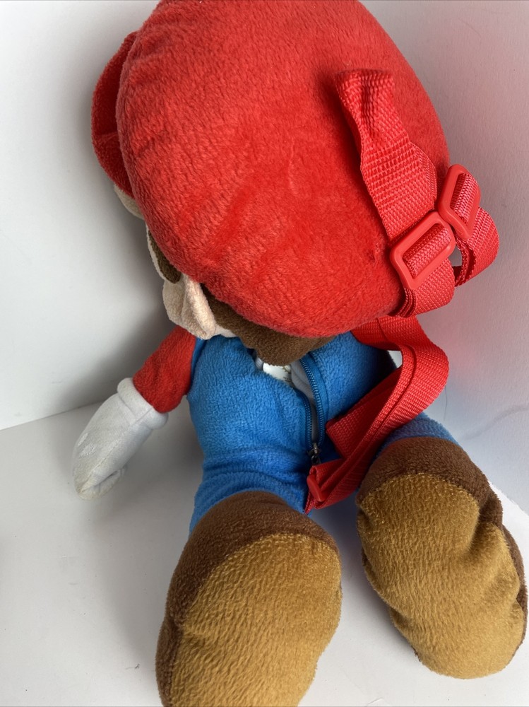 Super Mario Bros. Mario 16 Plush Backpack by Nintendo 2011 MISSING A BUTTON