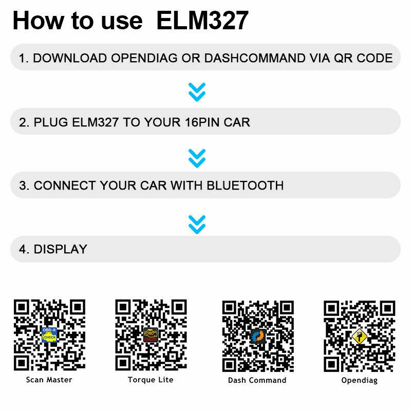 ELM327 Car OBD2 Scanner Bluetooth Code Reader Engine Diagnostic Tool For Android