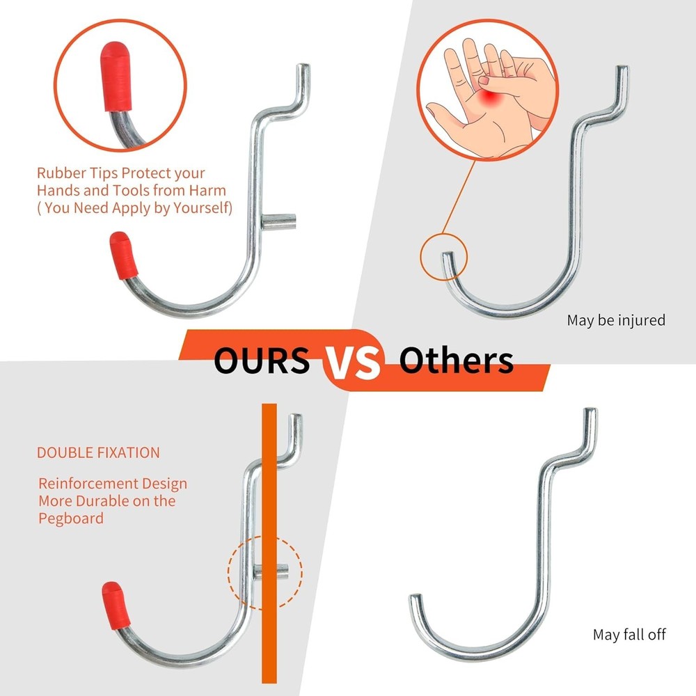 Durable Rust-Resistant Pegboard Hooks Set - 240 Count for Garage and Workshop