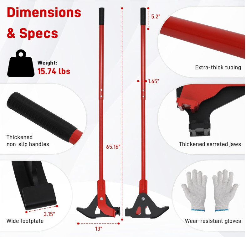 Sapling Puller Tool, Heavy Duty Stand Up Tree Sapling Remover for Woody Stems 1/