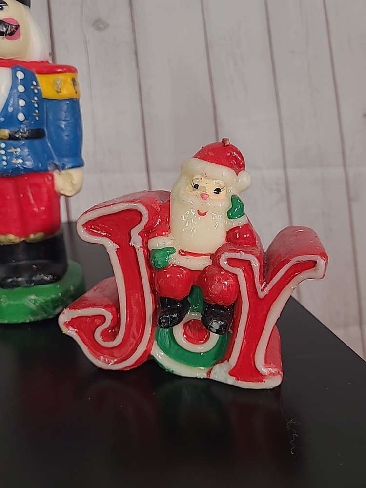 VTG 70s unscented Nutcracker, Santa, Mouse, & Snowman Christmas Candles Bundle