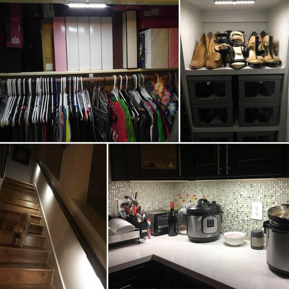 Wireless Under Cabinet Lighting LED Motion Sensor Battery Operated Closet 4pack