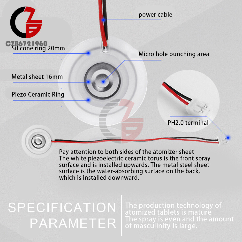 DC5V Microporous Atomizer Ultrasonic Atomizer Sheet Humidifier Accessories 108K