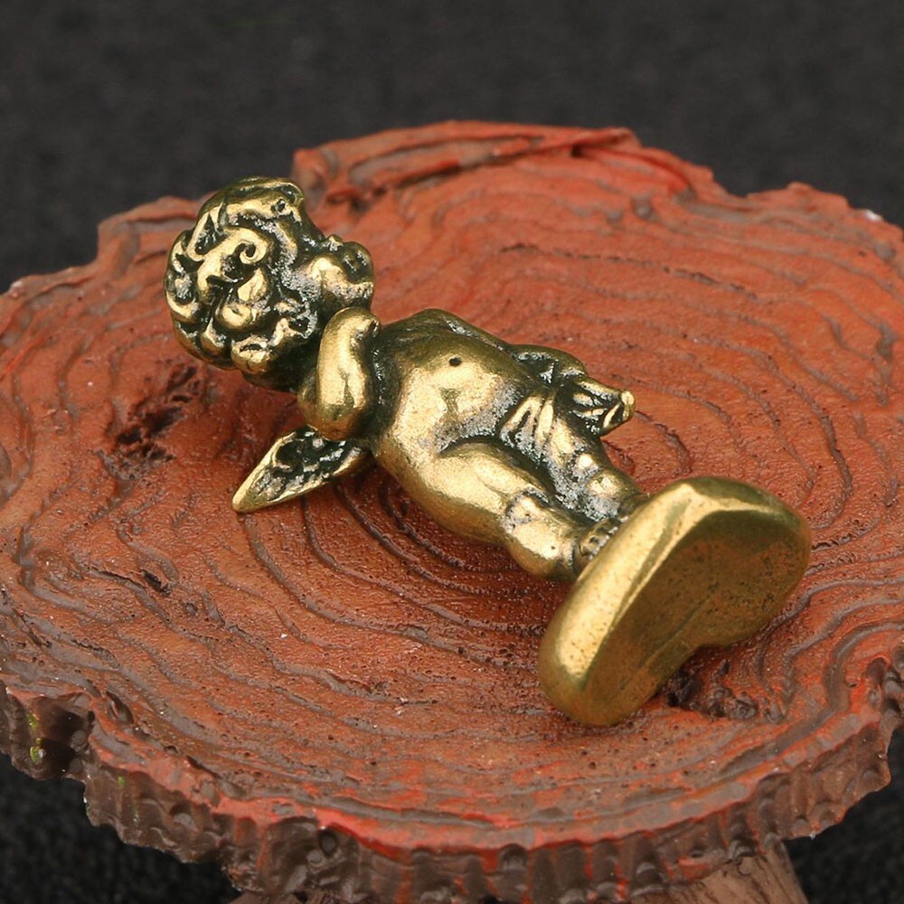 Solid Brass Cupid Figurine Small Cupid Statue House Office Desktop Decoration
