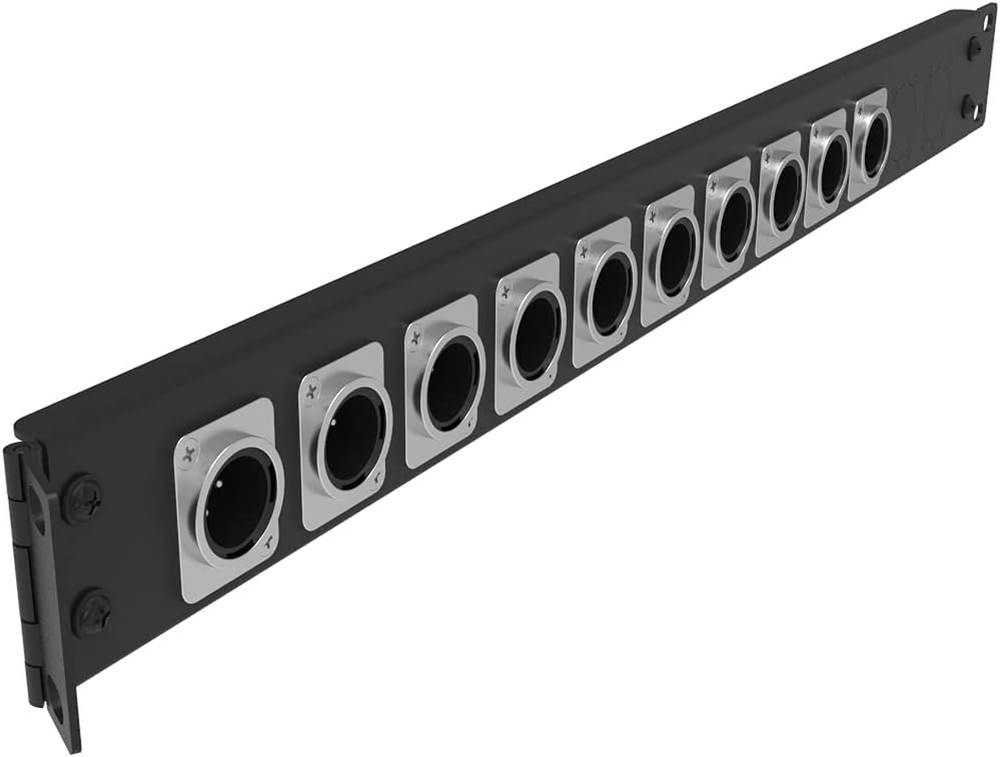12 Port/Way/Hole Hinged Patch Panel - 1U 19" Rack Mount D-Type Connectors - Audi