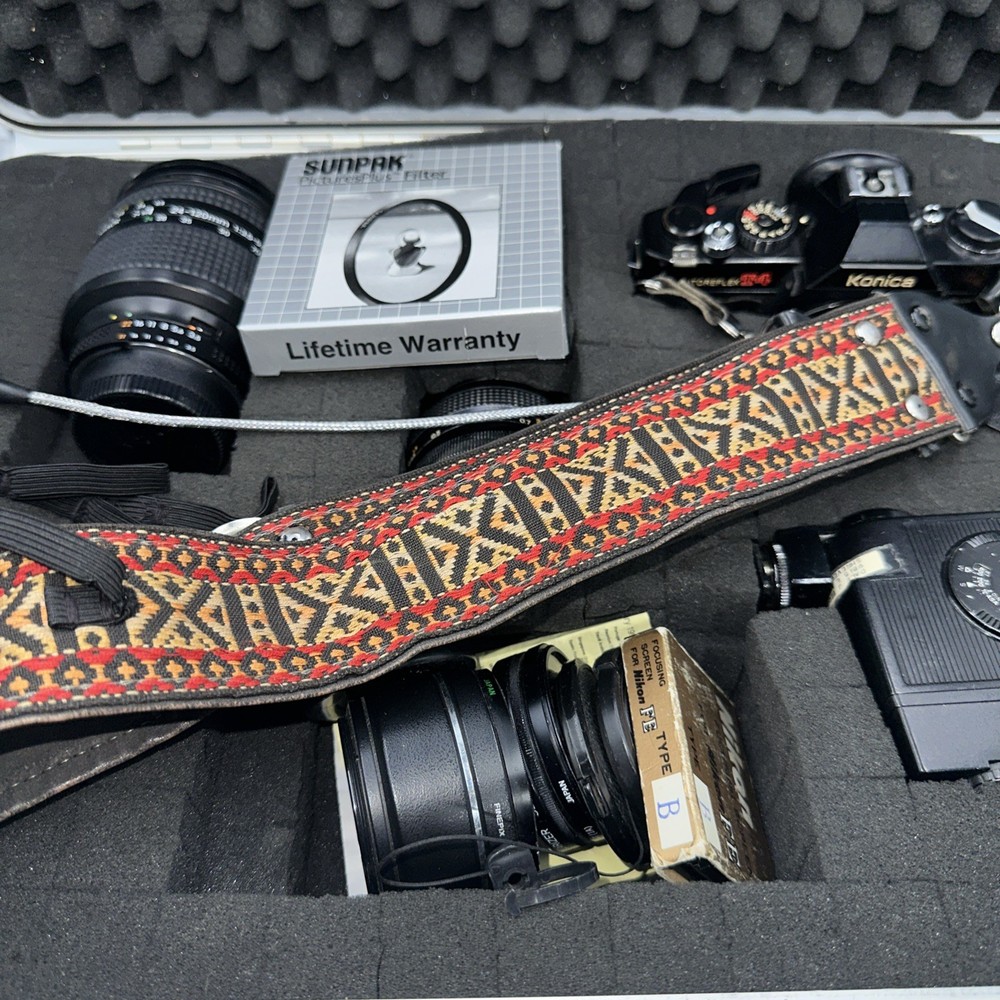 Vintage Metal Camera Case With Konica Camera As Is Not Tested