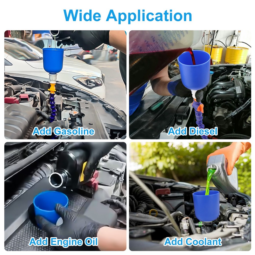 27" Bendable Flexible with Switch Crankcase Funnel Engine Oil Liquid Fill Tool