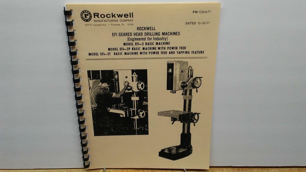 Rockwell EFI Geared Head Drilling Machine Operating Instructions Manual