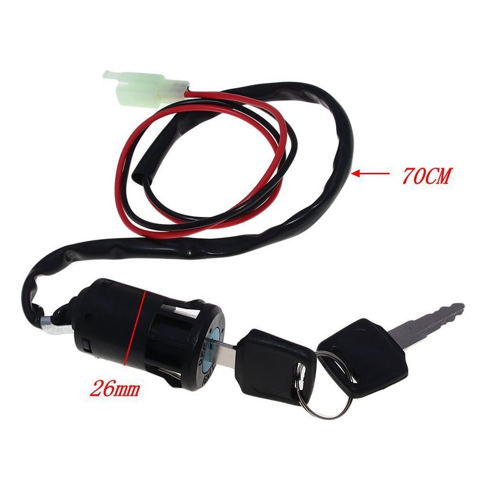 Power Lock Ignition Switch Plastic + Metal Replacement Parts 2 Wire 70cm